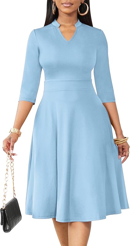 fit and flare semi formal dress Amoris T822 Short Midi A Line Cocktail Dress main image 1