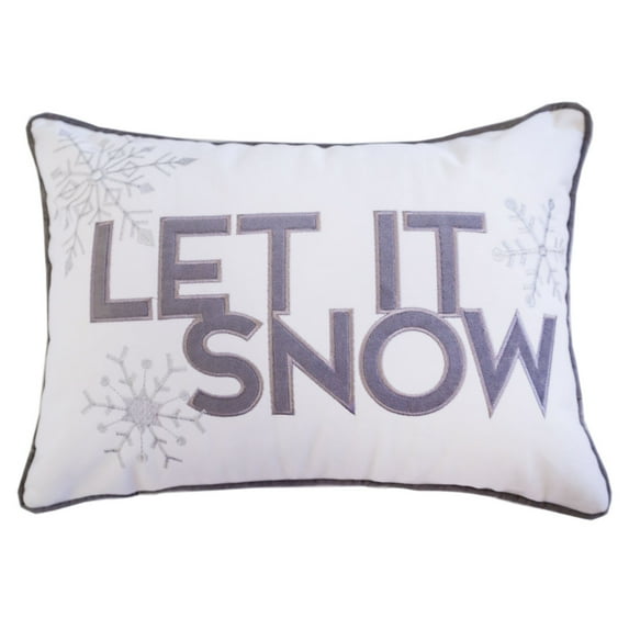 Nneka White Velvet Lumbar Pillow 14x20" "Let It Snow" Cushion Included Insert