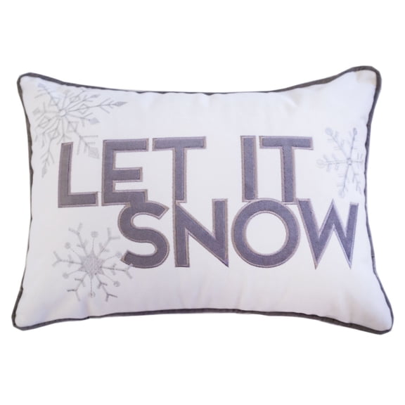 Nneka White Velvet Lumbar Pillow 14x20" "Let It Snow" Cushion Included Insert