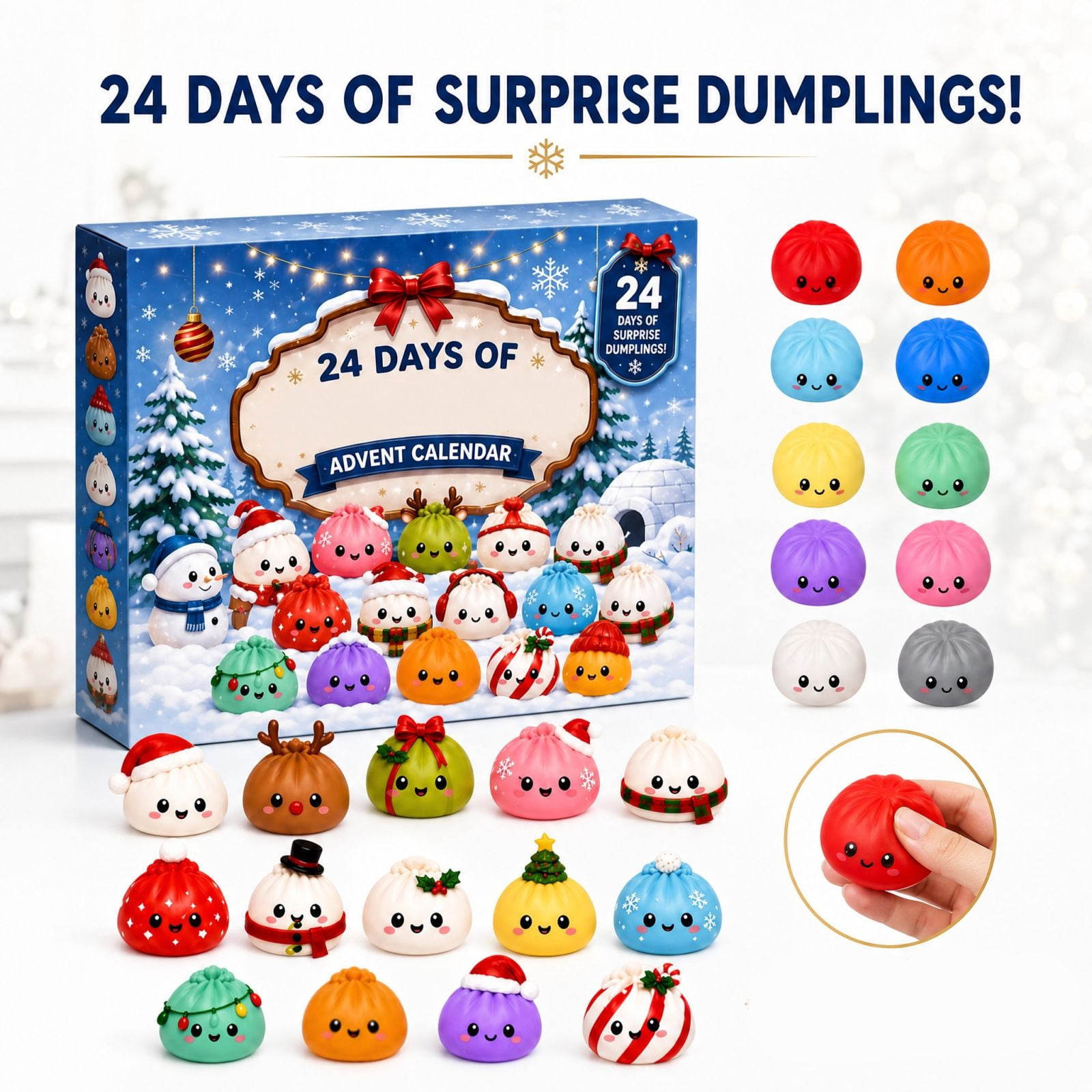 522528 Nnetehipn Christmas Squishy Advent Calendar 2026, 24 Days Dumpling ...