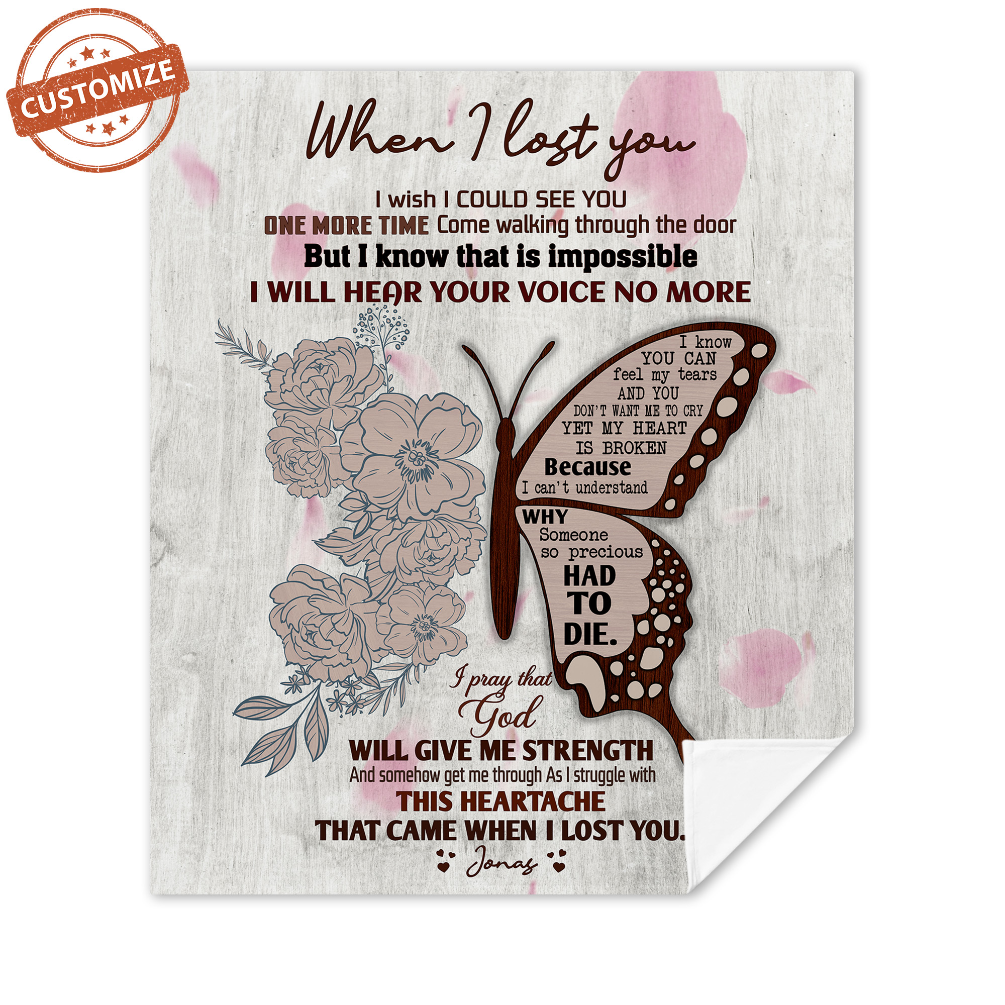 NnhCraft Personalized Memorial Blanket, Memory Blanket, Memorial