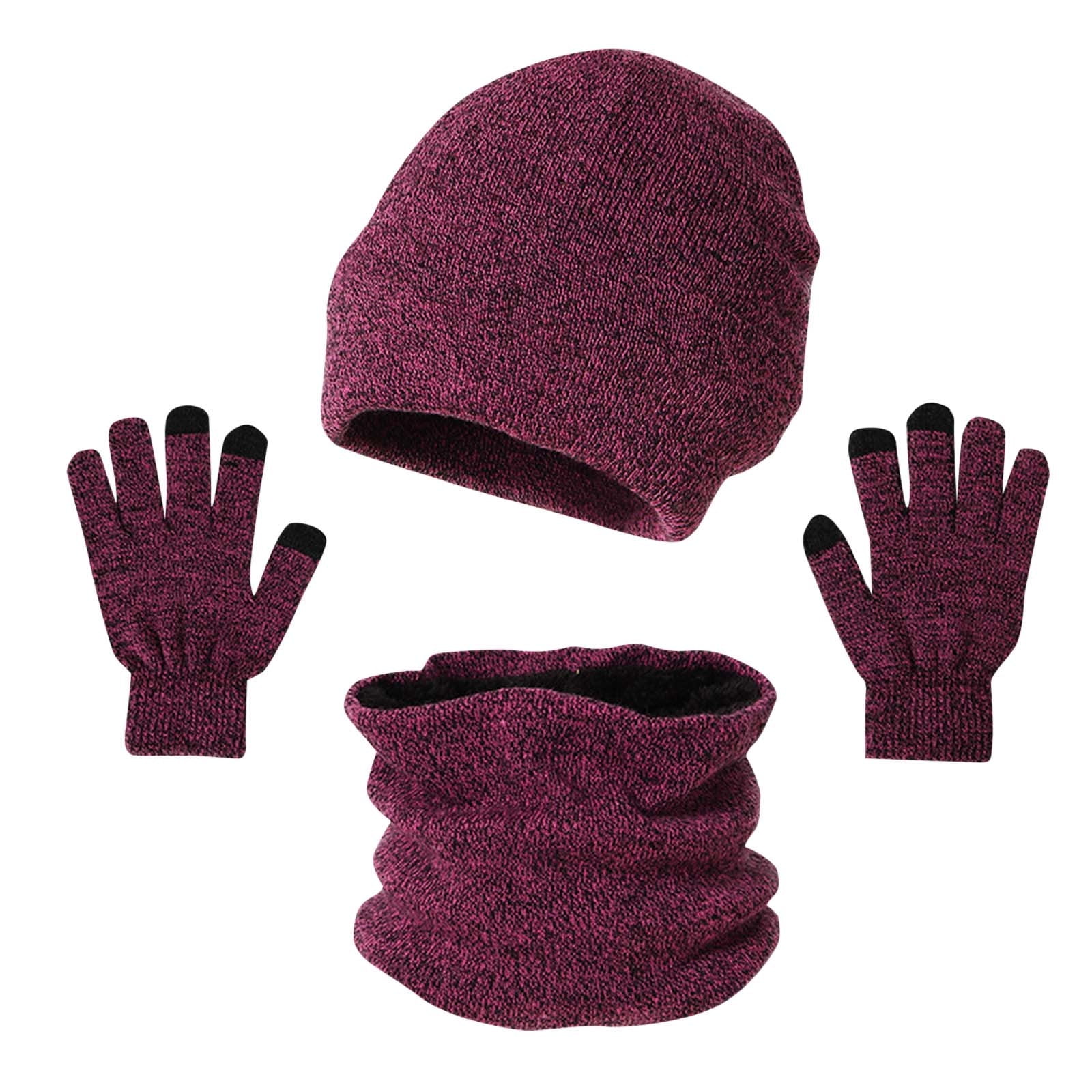 3-Piece Winter Beanie Scarf & Gloves Set – Warm Knit Hat With Touchscreen Gloves For Women, White - View #3