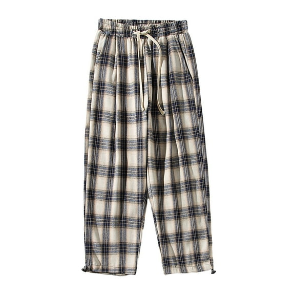 Nnhblu Beige Pajama Pants Men Plaid Pajama Pants Women Trousers