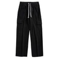 thumbnail image 1 of Nnhblu Black Fleece Lined Cargo Pants Men Drawstring Big and Tall Sweatpants for Men Men Pants with Pockets Fashion Gifts for Him, 1 of 4