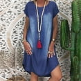 thumbnail image 1 of Nnhblu Casual Dresses for Women Solid Color Cotton Dress Short Sleeve V Neck Army Green - L, 1 of 6
