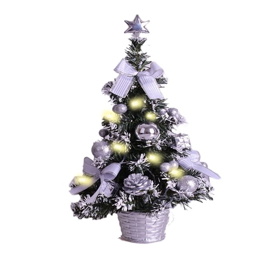 Nnhblu Christmas Tree, 15.74 inch Artificial Mini Christmas Tree Small Xmas Tree Decoration,Easy Assembly for Indoor and Outdoor,Christmas Party Home Table Craft Decorations Silver