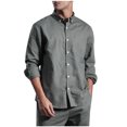 thumbnail image 1 of Nnhblu Dress Shirts for Men Flip Collar Pocket Solid Color Button Down Shirt Long Sleeves Shirts, Dark Gray XL, 1 of 5