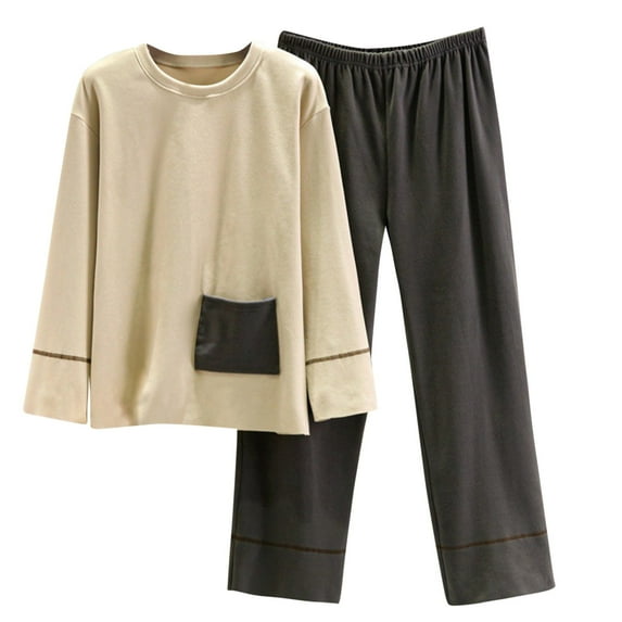 Nnhblu Fleece Pajamas Women Long Sleeve Gold Pajama Sets for Women 2 Piece Ladies Nightgowns