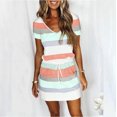 thumbnail image 1 of Nnhblu Floral Print Dresses for Women Short Sleeve Loose Fitting Dress V Neck Mint Green - XL, 1 of 5