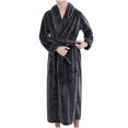 thumbnail image 1 of Nnhblu Gray Mens Robe Fleece Flannel Big and Tall - Winter Warm Long Fleece Spa Bath Robe with Pockets - Bathrobe Gift for Men, 1 of 3