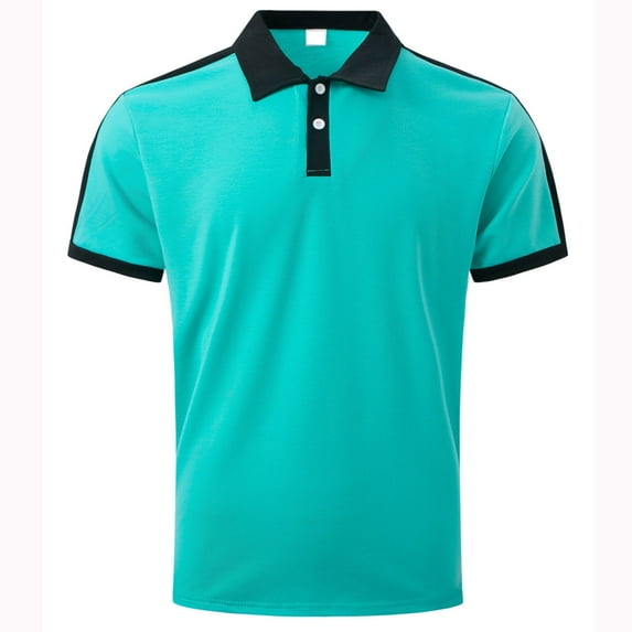 Nnhblu Green Shirts Mens Collared Shirts Cotton 3-Button Regular Fit Solid Color Blocked Athletic Short Sleeve Shirts with Collar