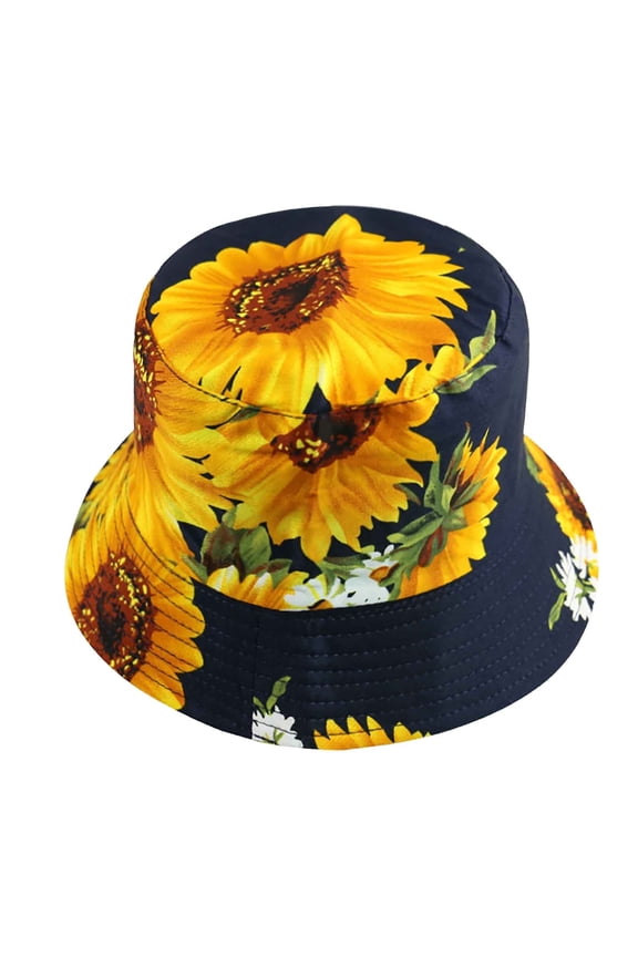 Hats for Women Sales Clearance Bucket Hat Women's Fashion Outdoors Sunflower Sunshade Windbreak Basin Fisherman Hat Navy