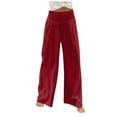 thumbnail image 1 of SwiftWear High Waist Wide Leg Pants for Women 0 Wine Trousers with Pockets L, 1 of 8