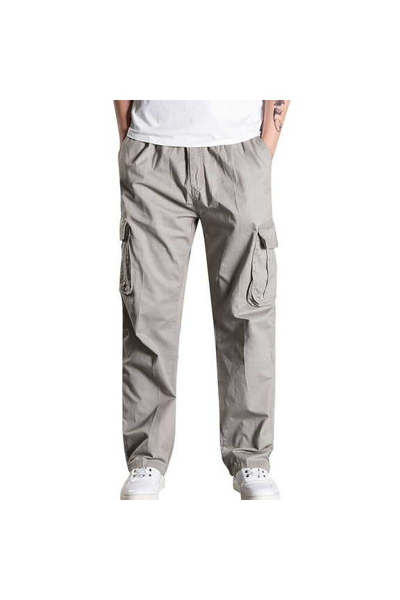 Khaki Mens Pants Casual Cargo Sweatpants for Men Trousers