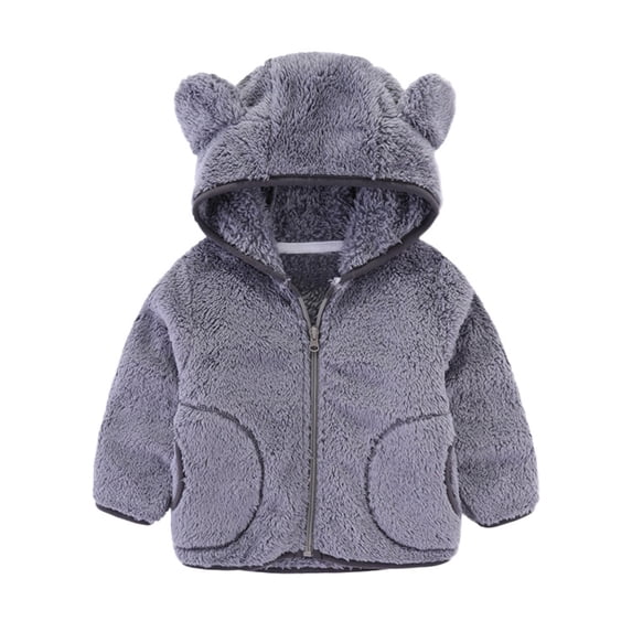Nnhblu Kids Winter Coats Gray Girls Jacket Long Sleeve Hoodies Zip up Keep Warm Outerwear,2-3 Years