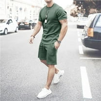 Nnhblu Men 2 Piece Casual Short Sleeve Tee Shirts and Fit Sport Shorts Set Mens Outfits Mens Shirts Casual Stylish Sales Green