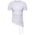 thumbnail image 1 of Nnhblu Men Cotton Short Sleeve Round Neck Holes and Irregular Tshirts White M, 1 of 4