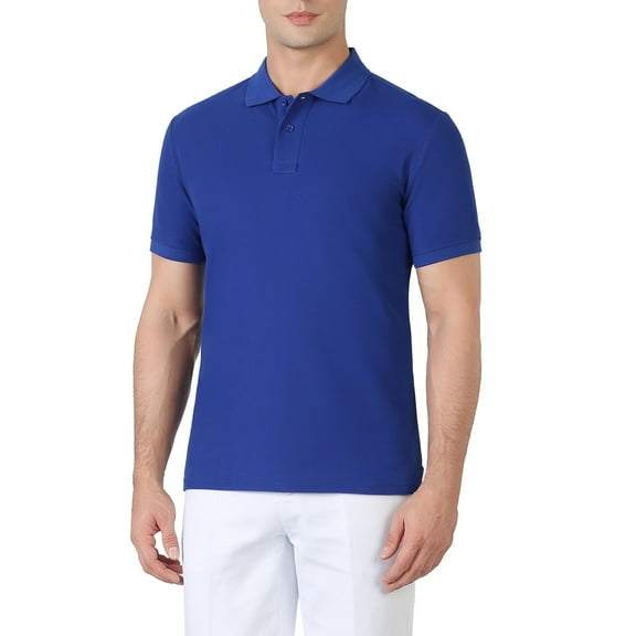 Nnhblu Men Cotton Short Sleeve Turndown collar Button Mens T Shirt Blue M