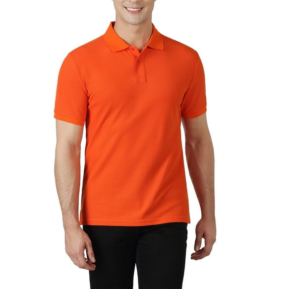Nnhblu Men Cotton Short Sleeve Turndown collar Button Mens T Shirt Orange XXL