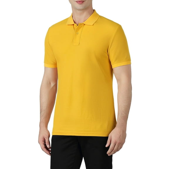 Nnhblu Men Cotton Short Sleeve Turndown collar Button Tshirts Yellow XL