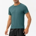 thumbnail image 1 of Nnhblu Men Nylon Short Sleeve Round Neck Quick Dry Sports Summer Blouse Blue XL, 1 of 5