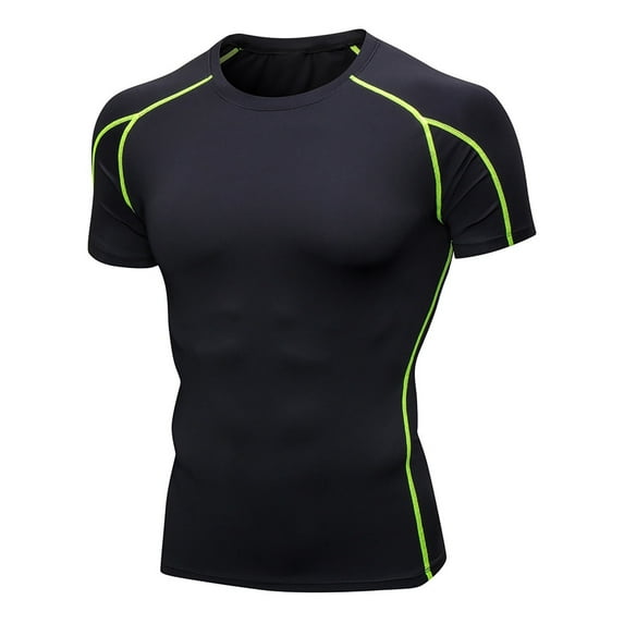 Nnhblu Men Polyester Short Sleeve Round Neck Quick Dry Sports Mens Tshirts Green L
