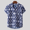 thumbnail image 1 of Nnhblu Men Short Sleeve Polyester Turndown collar Printed Hawaii Tshirts Shirts For Men Blue L, 1 of 9