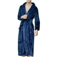 thumbnail image 1 of Nnhblu Navy Mens Robe Fleece Flannel Big and Tall - Winter Warm Long Fleece Spa Bath Robe with Pockets - Bathrobe Gift for Men, 1 of 3
