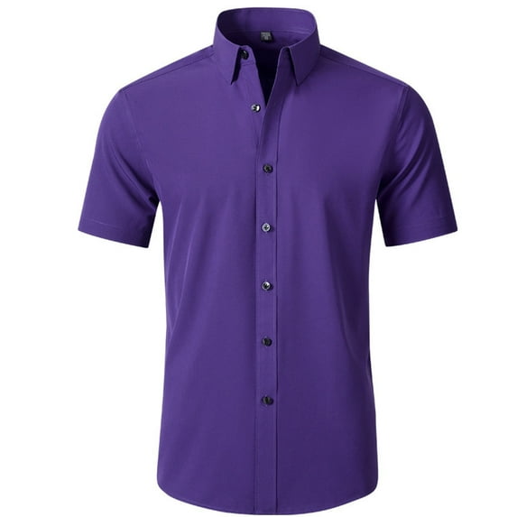 Nnhblu Purple Shirts Mens Collared Shirt Button Down Shirt Casual Stylish Short Sleeve Business Dress Shirts