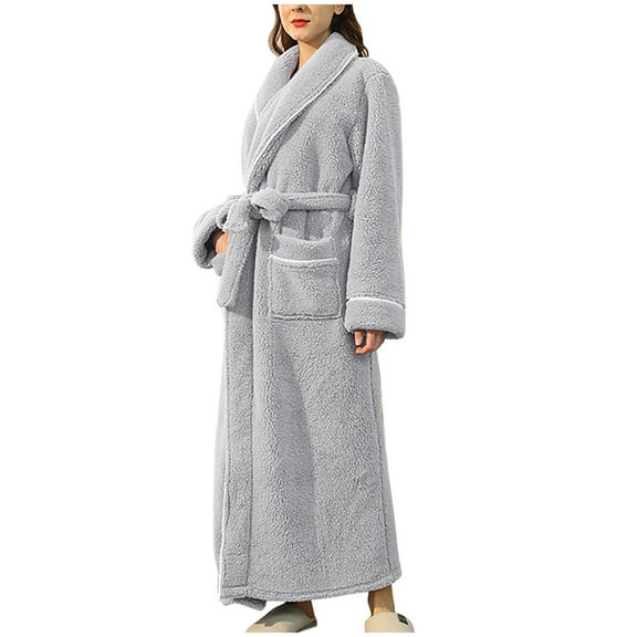 Nnhblu Robes for Women Bathrobe Fall and Winter Women's Exotic Nightgowns Soft Thickened Plush Couple Bathrobe Gray Pajamas