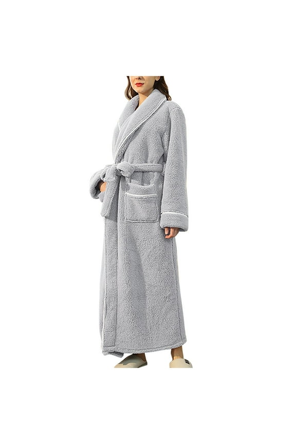 Robes for Women Bathrobe Fall and Winter Women's Exotic Nightgowns Soft Thickened Plush Couple Bathrobe Gray Pajamas