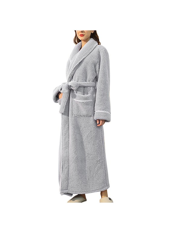 Robes for Women Bathrobe Fall and Winter Women's Exotic Nightgowns Soft Thickened Plush Couple Bathrobe Gray Pajamas