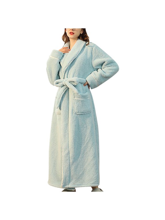 Robes for Women Bathrobe Fall and Winter Women's Exotic Nightgowns Soft Thickened Plush Couple Bathrobe Green Pajamas