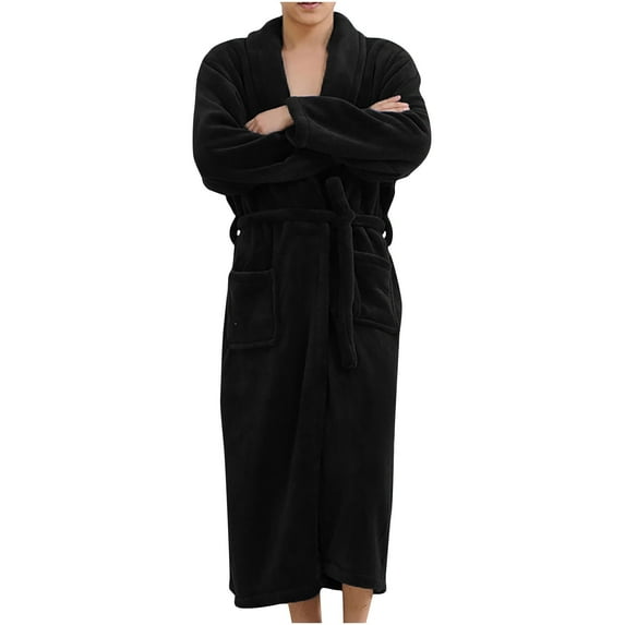 Nnhblu Robes for Women Bathrobe Flannel Nightgowns for Women Soft Hooded Couple Bathrobe Black Pajamas