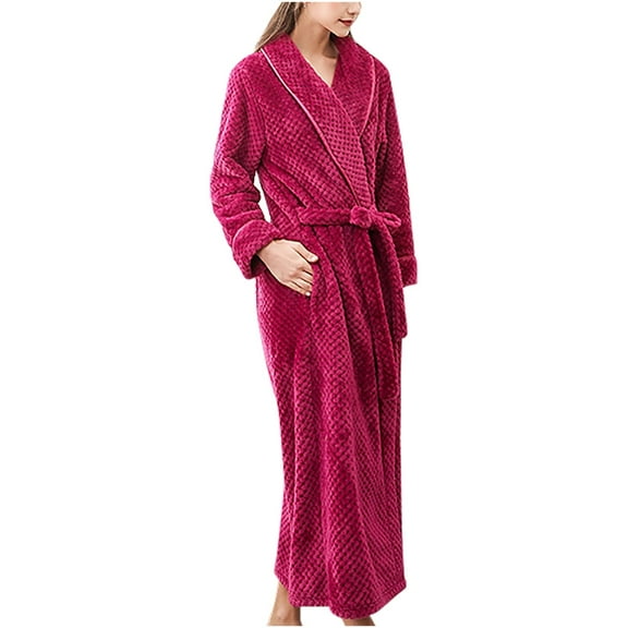 Nnhblu Robes for Women Fall and Winter Women's Nightgowns Soft Thickened Plush Couple Bathrobe Hot Pink Pajamas