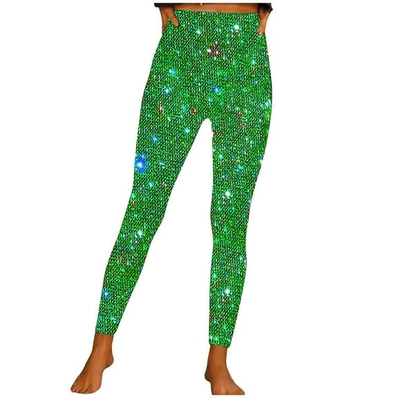 SwiftWear Sequin Pant for Women,2024 Spring Sparkly Glitter High Waist Tight Leg Palazzo Pant Party Club Trouser Bling Skinny Legging Green Womens Dress Pants,S-3XL