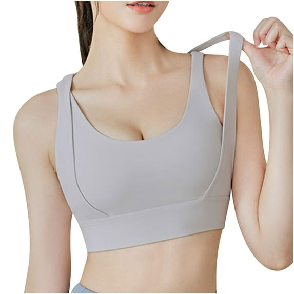 Yufatyle Sports Bras for Women Padded Gathering Underwear Sports Bras for Women High Support Gray Workout Yoga Sports Bras,S-XXL