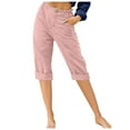 thumbnail image 1 of Nnhblu Straight Leg Pants Women Cropped Pants Cargo Capris for Women Pink, 1 of 4