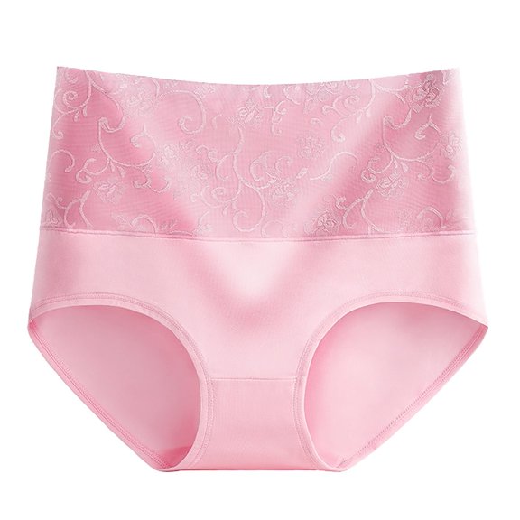 Nnhblu Underwear Cotton Lace High Waist Shapewear Womens Briefs Underwear Pink 1 Pack Underpants