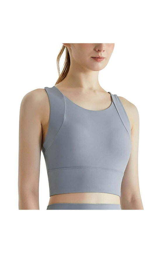 Yufatyle Underwire Sports Bras for Women Gathering Underwear Wireless Push Up Bras for Women Gray Workout Yoga Sports Bras,S-XXL