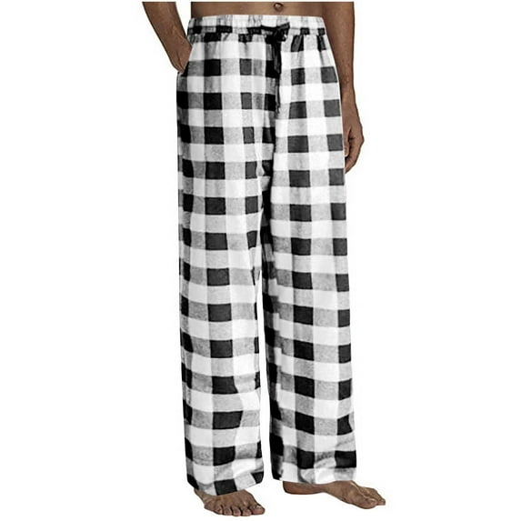 Nnhblu White Men's Pajama Pants Plaid Lounge Warm Sleepwear Chrismtas Pajama Pants PJ Bottoms Drawstring and Pockets