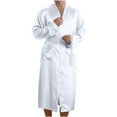 thumbnail image 1 of Nnhblu White Men’s Satin Robe Lightweight, Men's Lace-up Bathrobes Male Casual Loungewear, 1 of 5