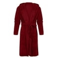 thumbnail image 1 of Nnhblu Wine Mens Robe,Mens Hooded Robe, Plush Robes for Men Long Fleece Bathrobe Loungwear Winter Warm Bath Robes with Pockets, 1 of 4