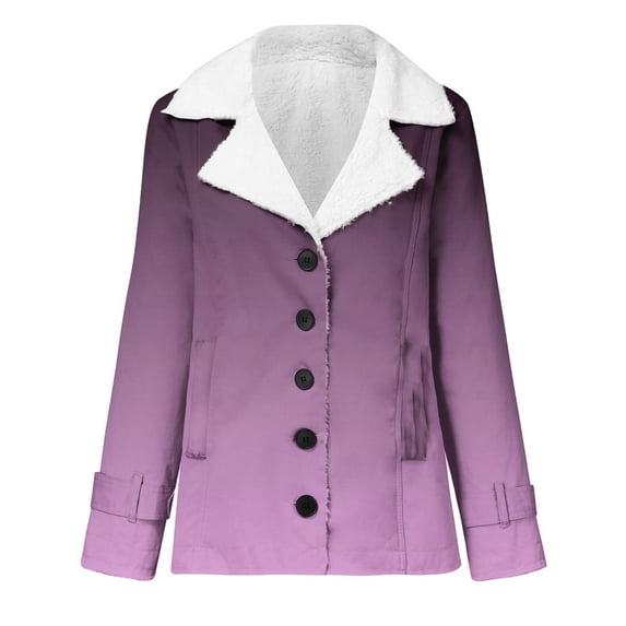Nnhblu Winter Fashion Womens Coats Fleece Fall Jacket for Woman Button Down Purple Hooded Keep Warm Fall Shop Gifts Outerwear with Pockets