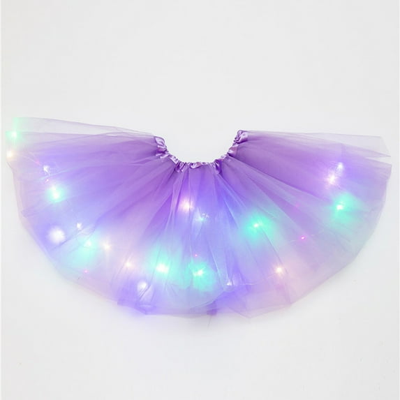 Nnhblu Women 3 Level Mesh Tulle Skirt Princess Skirt with LED Small Bulb Skirt Skirts for Women Savings Clearance Skirts for Women Trendy Purple