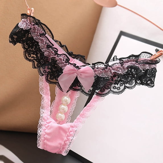 Nnhblu Women Sexy Lace Underwear Lingerie Thongs Panties Ladies Underwear Underpants Deals Clearance Thongs for Women Pack Birthday Present Pink