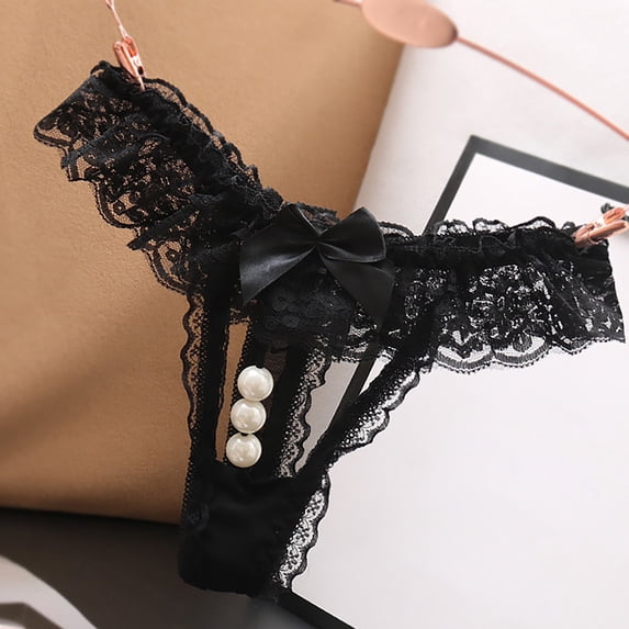 Nnhblu Women Sexy Lace Underwear Lingerie Thongs Panties Ladies Underwear Underpants Discount Clearance Thongs for Women Pack Birthday Present Black