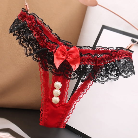 Nnhblu Women Sexy Lace Underwear Lingerie Thongs Panties Ladies Underwear Underpants Discount Clearance Thongs for Women Pack Birthday Present Red