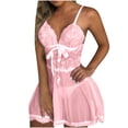 thumbnail image 1 of Nnhblu Women's Fashion Sling Soild Lingerie Lace Bow Mesh Nightdress Nightgowns for Women Deals Clearance Sleepwear for Women Pink - M, 1 of 9