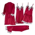 thumbnail image 1 of Nnhblu Women's Sleepwear Long Pants+tops Pajamas Five Piece Set Home Pajama Sets for Women Soft Pajamas for Women Deals Clearance Wine - M, 1 of 1